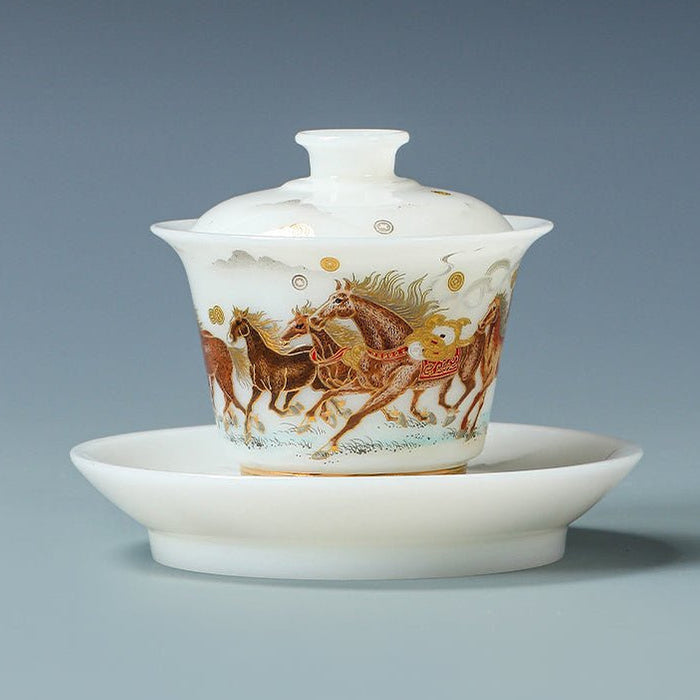 Year of the Horse Ice Jade Porcelain Gongfu Tea Set | Yunnan Sourcing Tea Shop