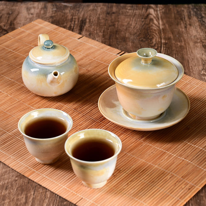 Morning Luminescence Wood-Fired Glaze Tea Set | Yunnan Sourcing Tea Shop