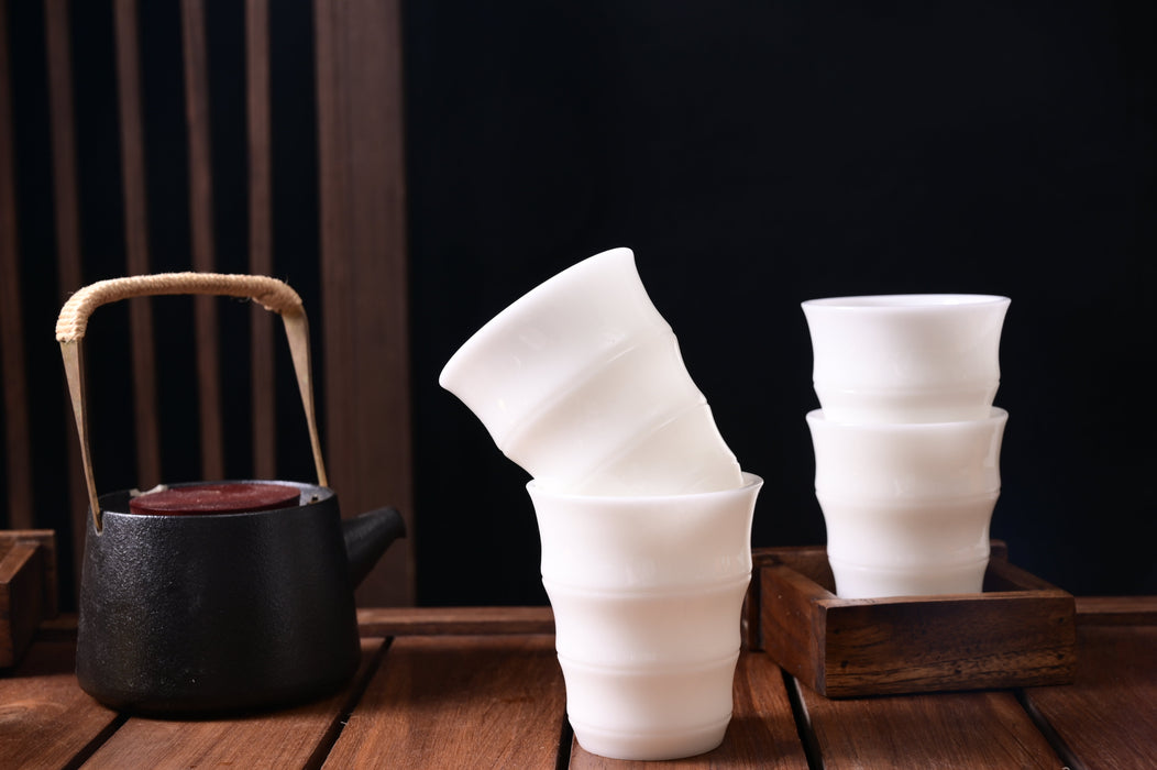 Ice Jade Porcelain Bamboo Fluted Tea Cup | Yunnan Sourcing Tea Shop