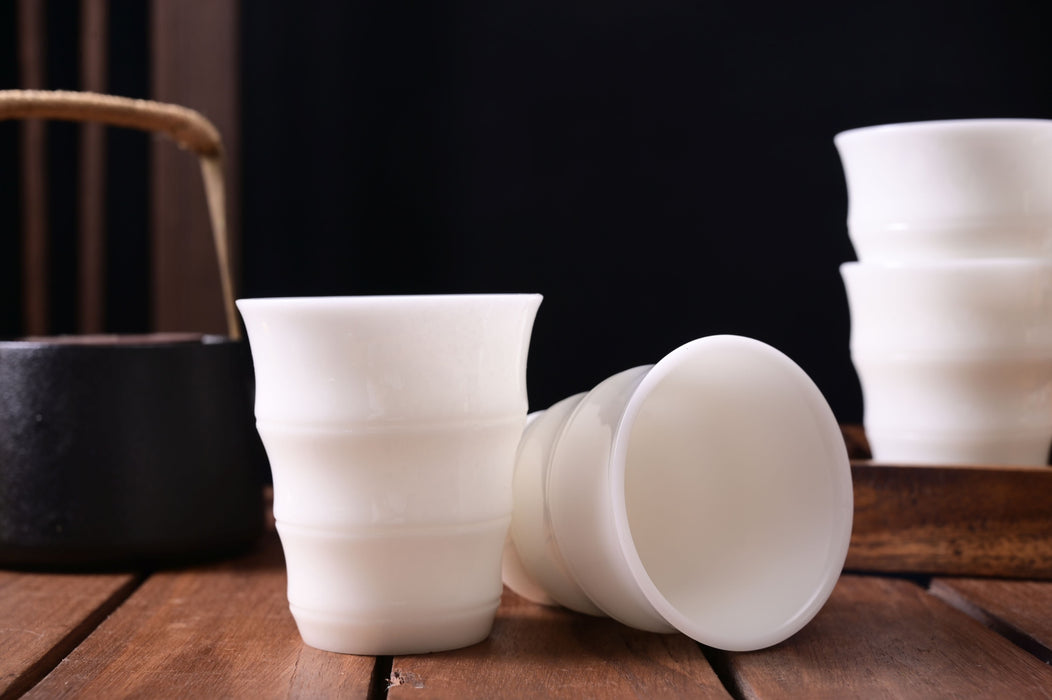 Ice Jade Porcelain Tall Fluted Cup for Gong Fu Cha | Yunnan Sourcing Tea Shop