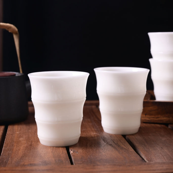 Ice Jade Porcelain Tall Fluted Cup for Gong Fu Cha | Yunnan Sourcing Tea Shop