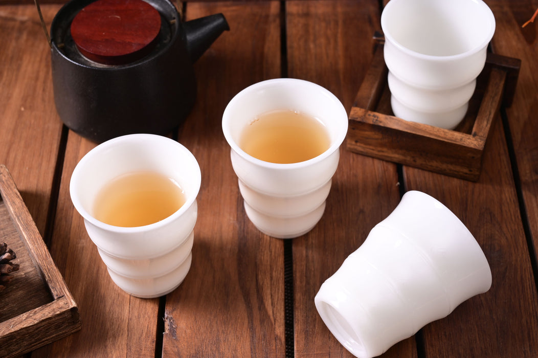 Ice Jade Porcelain Tall Fluted Cup for Gong Fu Cha | Yunnan Sourcing Tea Shop