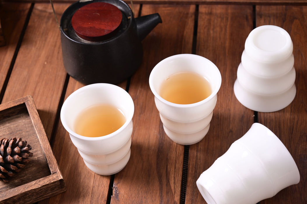 Ice Jade Porcelain Tall Fluted Cup for Gong Fu Cha | Yunnan Sourcing Tea Shop