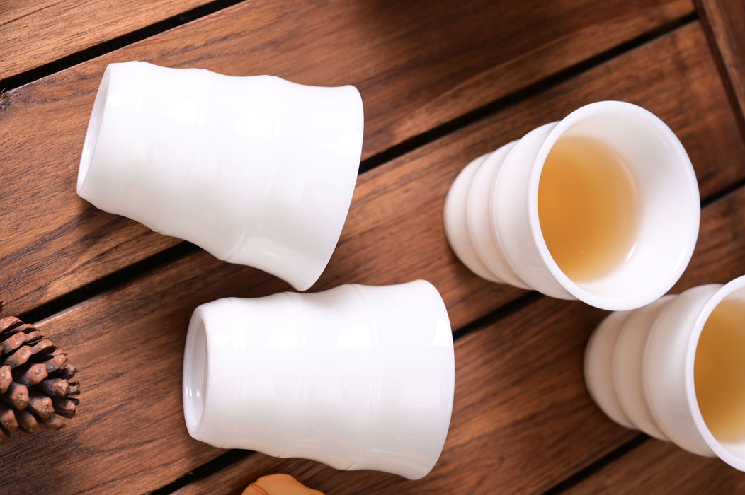 Ice Jade Porcelain Tall Fluted Cup for Gong Fu Cha | Yunnan Sourcing Tea Shop