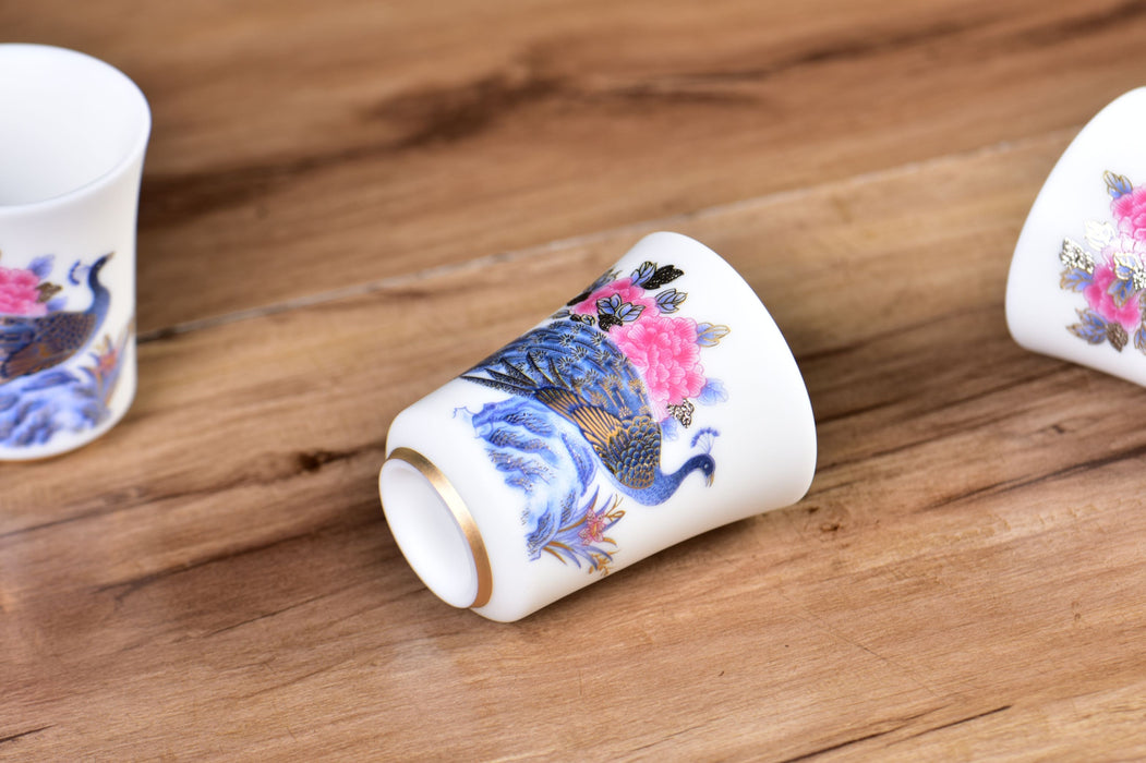 Mutton Fat Ice Jade "Peacock Pageantry" Tea Cup | Yunnan Sourcing Tea Shop
