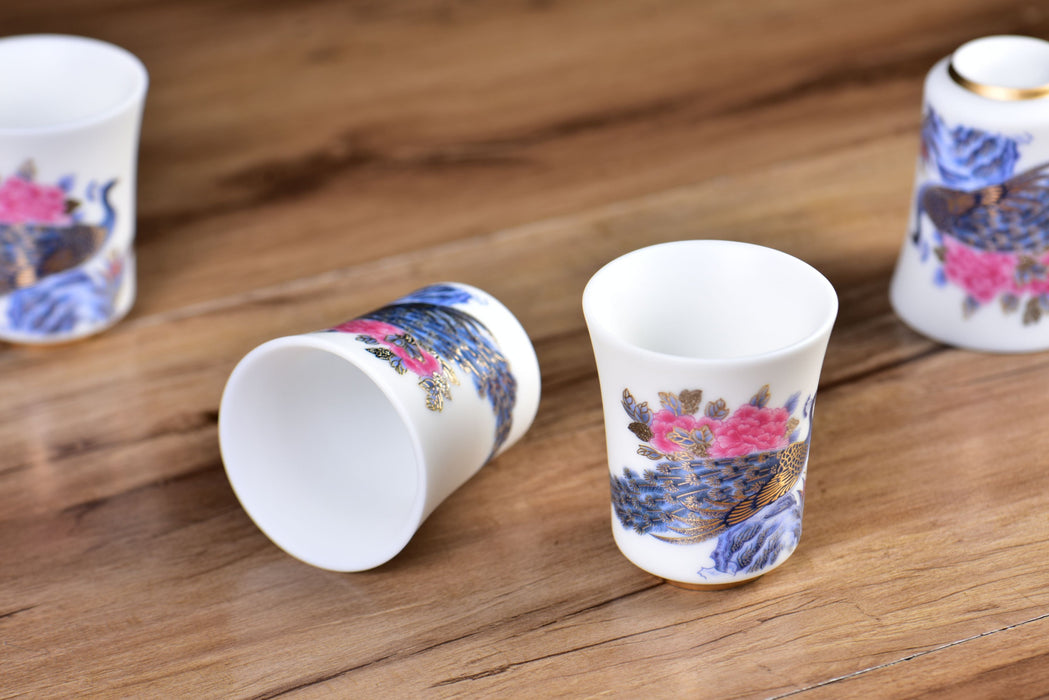 Mutton Fat Ice Jade "Peacock Pageantry" Tea Cup | Yunnan Sourcing Tea Shop