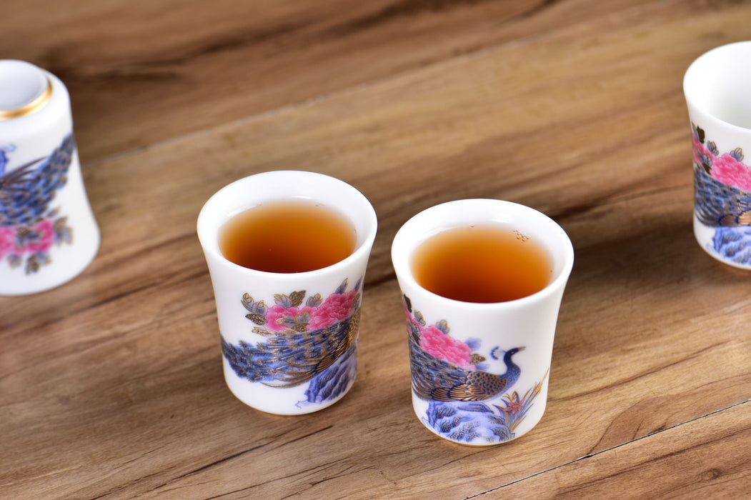 Mutton Fat Ice Jade "Peacock Pageantry" Tea Cup | Yunnan Sourcing Tea Shop