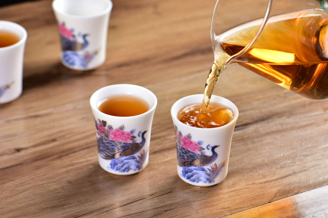 Mutton Fat Ice Jade "Peacock Pageantry" Tea Cup | Yunnan Sourcing Tea Shop