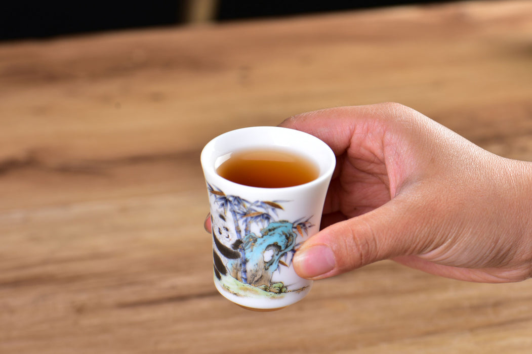 Mutton Fat Ice Jade "Playful Panda" Tea Cup | Yunnan Sourcing Tea Shop