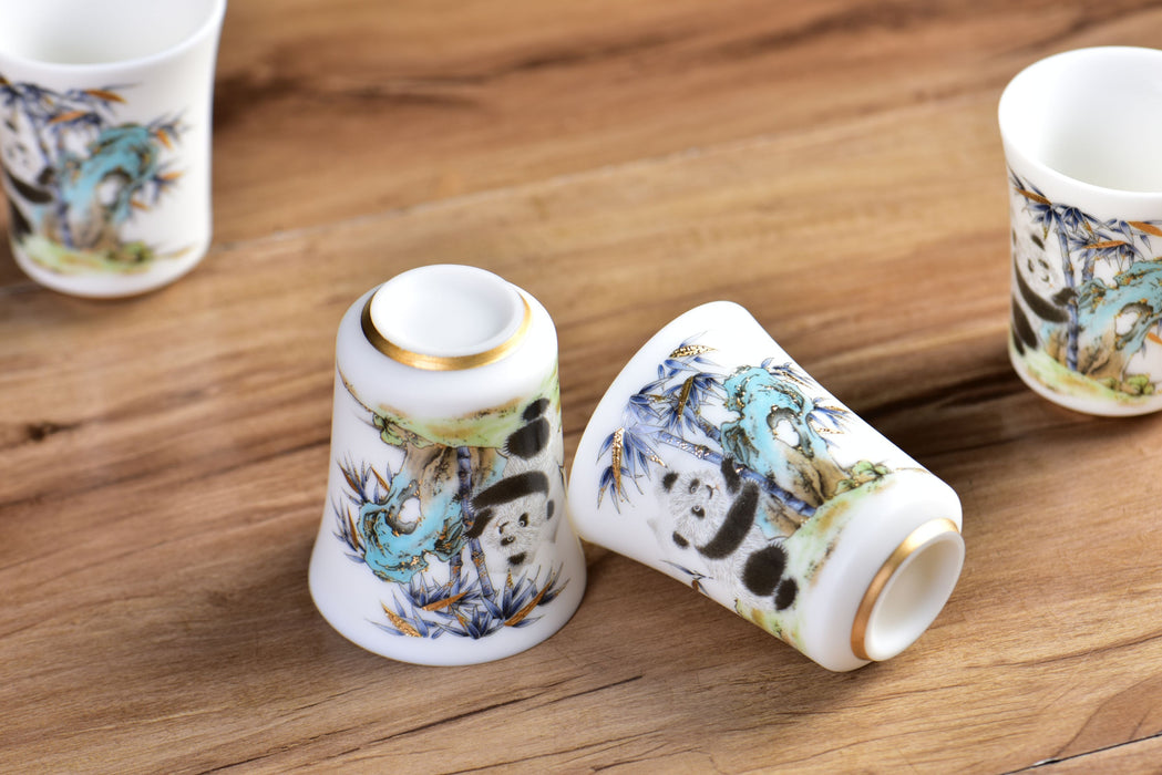 Mutton Fat Ice Jade "Playful Panda" Tea Cup | Yunnan Sourcing Tea Shop
