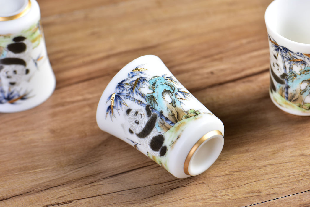 Mutton Fat Ice Jade "Playful Panda" Tea Cup | Yunnan Sourcing Tea Shop