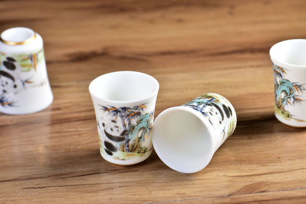 Mutton Fat Ice Jade "Playful Panda" Tea Cup | Yunnan Sourcing Tea Shop