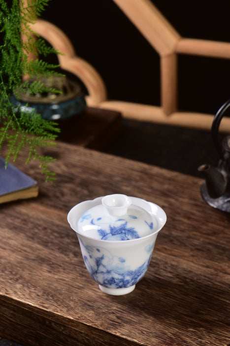 Ice Jade Porcelain "Spring Bounty" Gaiwan and Cups