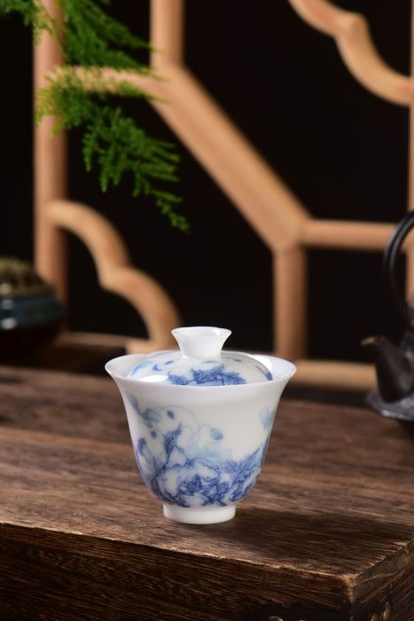 Ice Jade Porcelain "Spring Bounty" Gaiwan and Cups