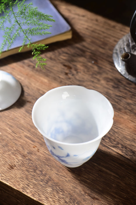 Ice Jade Porcelain "Spring Bounty" Gaiwan and Cups