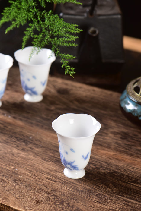 Ice Jade Porcelain "Spring Bounty" Gaiwan and Cups