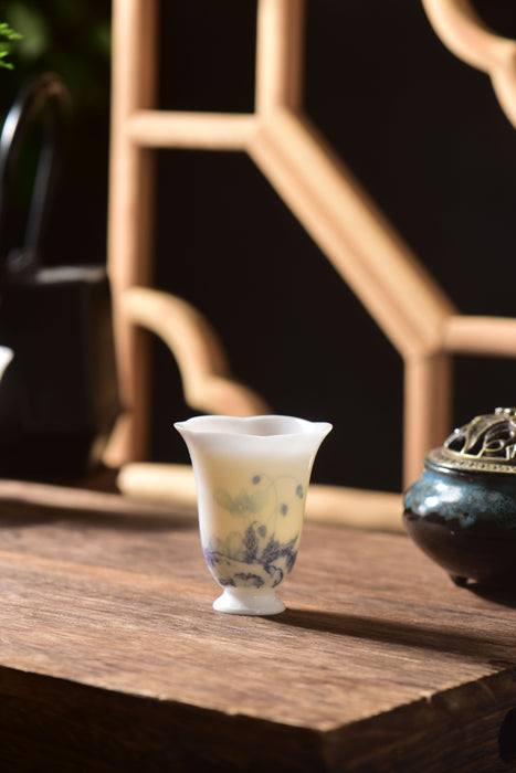 Ice Jade Porcelain "Spring Bounty" Gaiwan and Cups