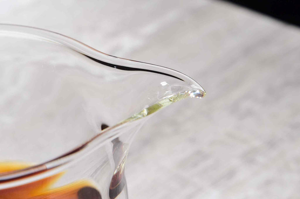 Bamboo Motif Glass Cha Hai with Wooden Handle | Yunnan Sourcing Tea Shop