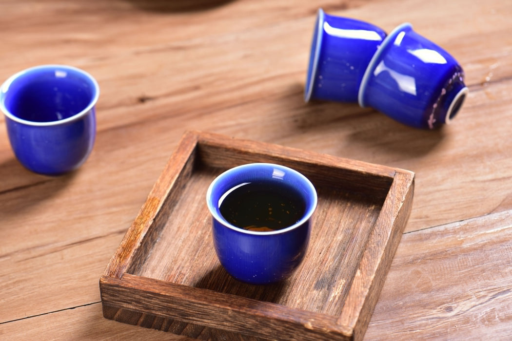 Midnight Glaze Cobalt Blue Porcelain Tea Cups | Yunnan Sourcing Tea Shop