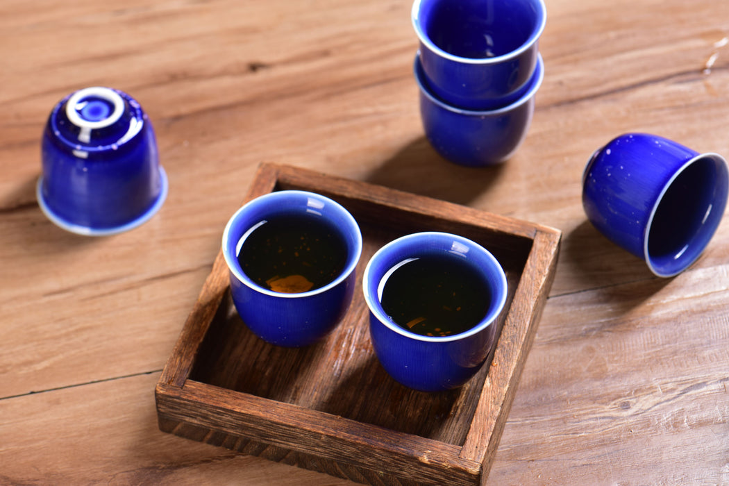 Midnight Glaze Cobalt Blue Porcelain Tea Cups | Yunnan Sourcing Tea Shop