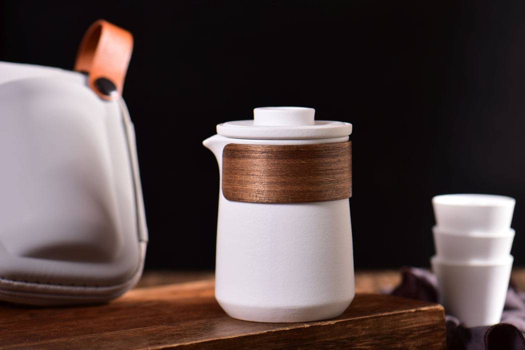 Powder Glaze White Ceramic Tea Brewer with Cups | Yunnan Sourcing Tea Shop