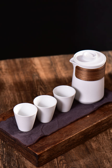 Powder Glaze White Ceramic Tea Brewer with Cups | Yunnan Sourcing Tea Shop