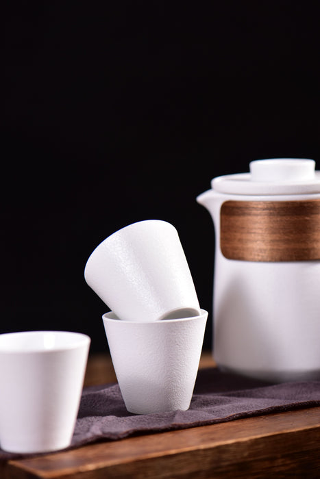 Powder Glaze White Ceramic Tea Brewer with Cups | Yunnan Sourcing Tea Shop