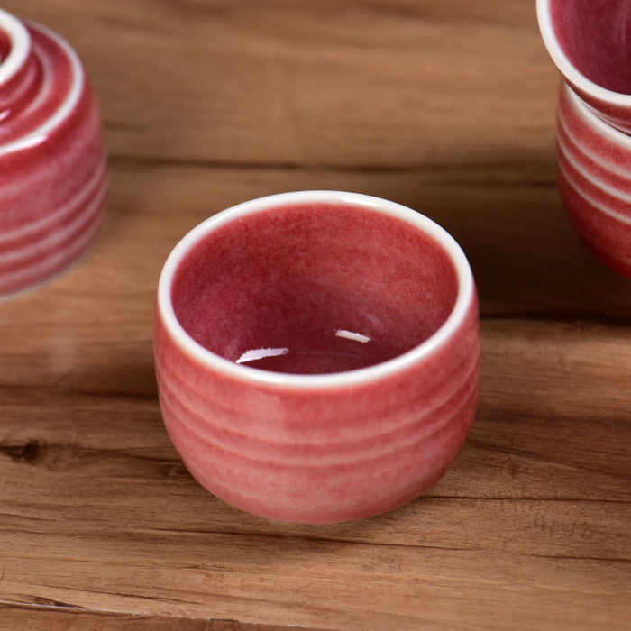 Coral Bloom White-Rimmed Tea Cups | Yunnan Sourcing Tea Shop