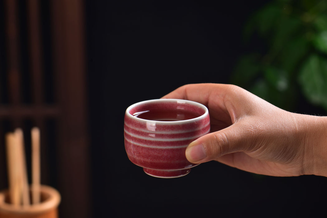 Coral Bloom White-Rimmed Tea Cups | Yunnan Sourcing Tea Shop