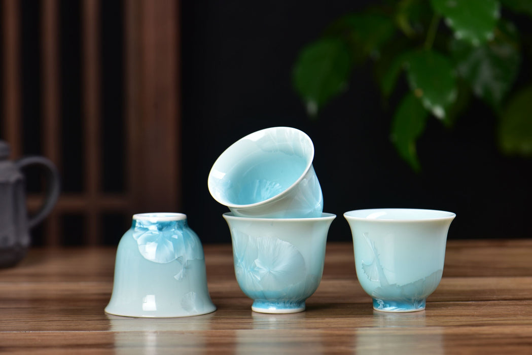 Ice-Blue Snowflake Crystalline Glazed Porcelain Tea Cup | Yunnan Sourcing Tea Shop