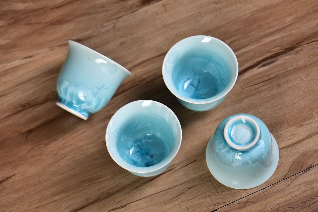 Ice-Blue Snowflake Crystalline Glazed Porcelain Tea Cup | Yunnan Sourcing Tea Shop