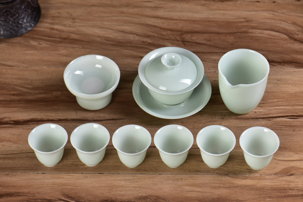 Pale Celadon Ice Jade Porcelain Gongfu Tea Set | Yunnan Sourcing Tea Shop