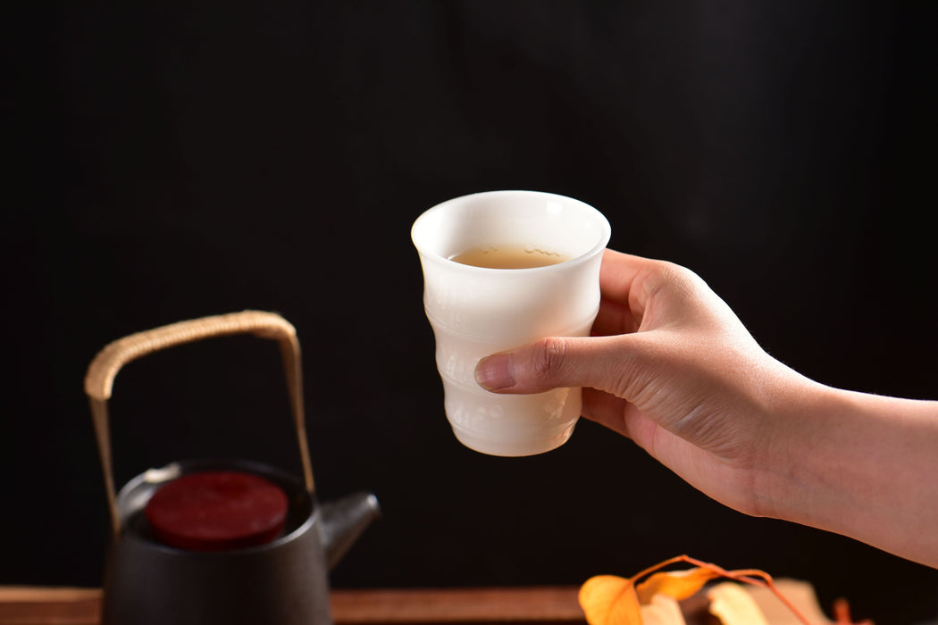 Ice Jade Porcelain Tall Fluted Cup for Gong Fu Cha | Yunnan Sourcing Tea Shop