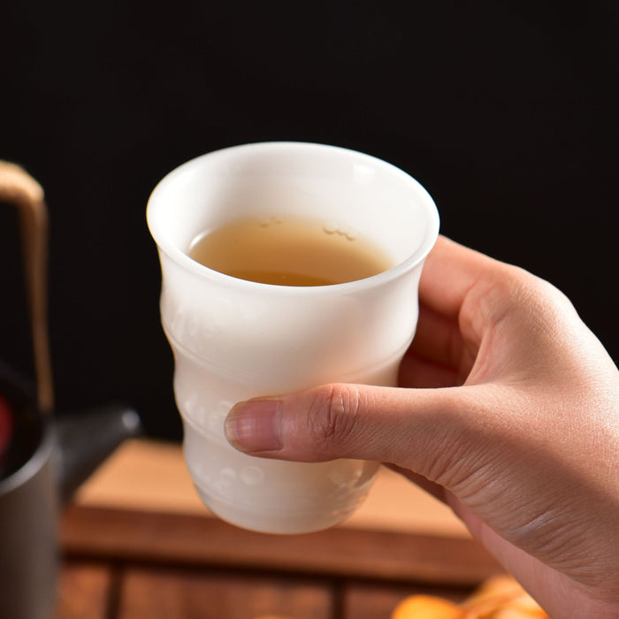 Ice Jade Porcelain Tall Fluted Cup for Gong Fu Cha | Yunnan Sourcing Tea Shop