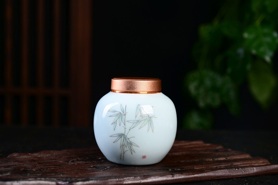 Hint of Blue Ceramic Tea Caddy | Yunnan Sourcing Tea Shop