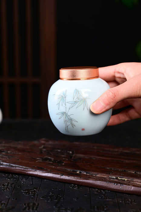 Hint of Blue Ceramic Tea Caddy | Yunnan Sourcing Tea Shop