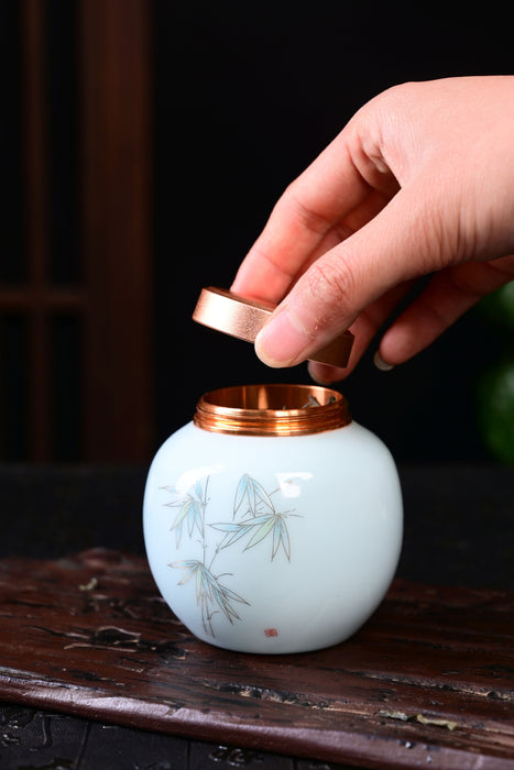 Hint of Blue Ceramic Tea Caddy | Yunnan Sourcing Tea Shop
