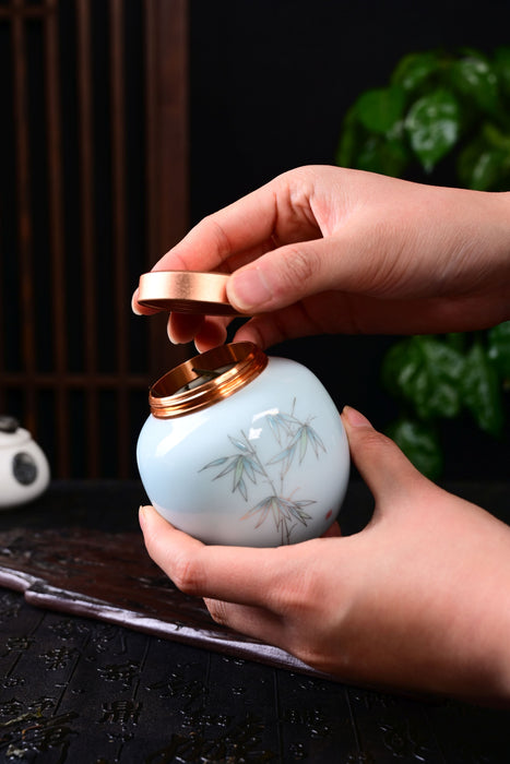 Hint of Blue Ceramic Tea Caddy | Yunnan Sourcing Tea Shop