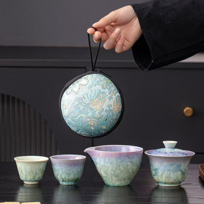 Lavender Mist Crystalline Ceramic Travel Tea Set | Yunnan Sourcing Tea Shop