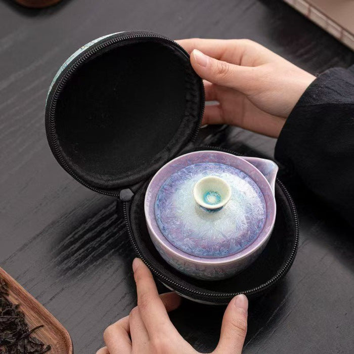 Lavender Mist Crystalline Ceramic Travel Tea Set | Yunnan Sourcing Tea Shop