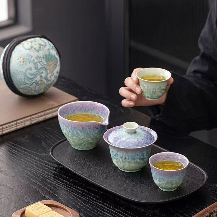 Lavender Mist Crystalline Ceramic Travel Tea Set | Yunnan Sourcing Tea Shop