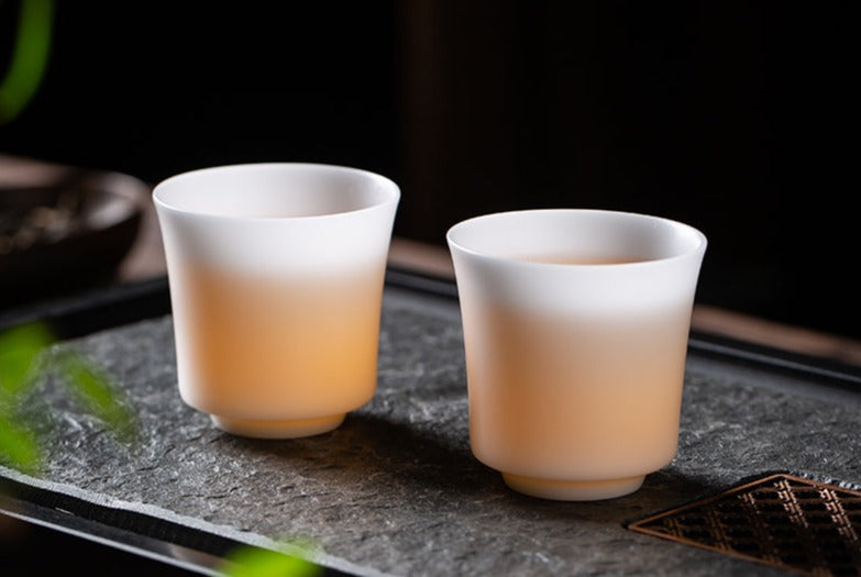 Mutton Fat Ice Jade Porcelain "Thimble" Tea Cup