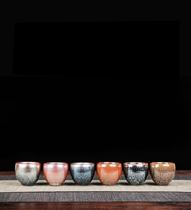Jianzhan "Dragon Egg" Set of 6 Stoneware Cups