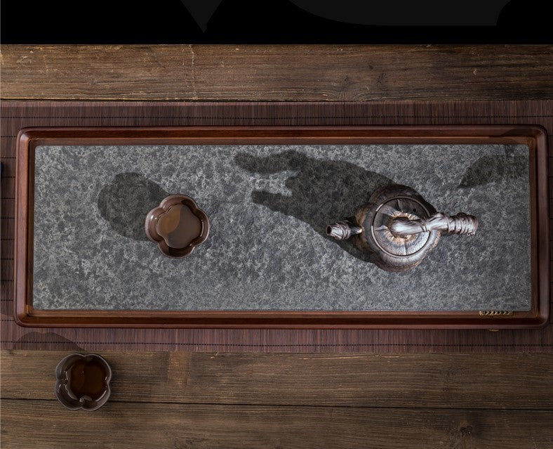 Ceramic and Hardwood "Grey Slate" Tea Table