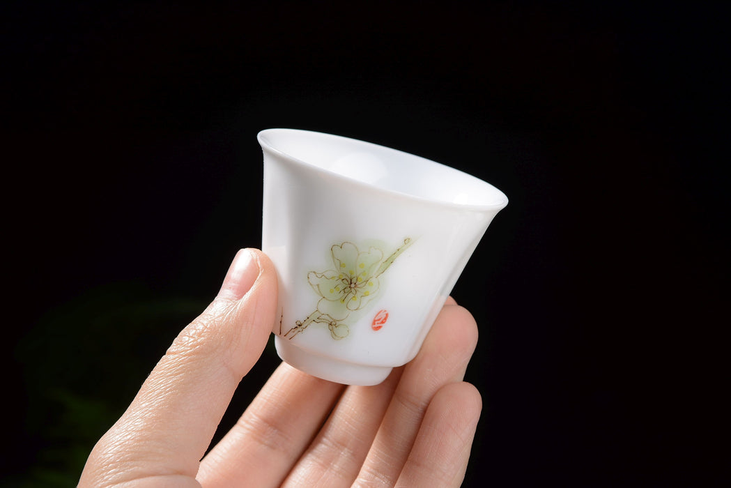 Plum Blossoms Gaiwan and Tea Boat with Optional Matching Cups