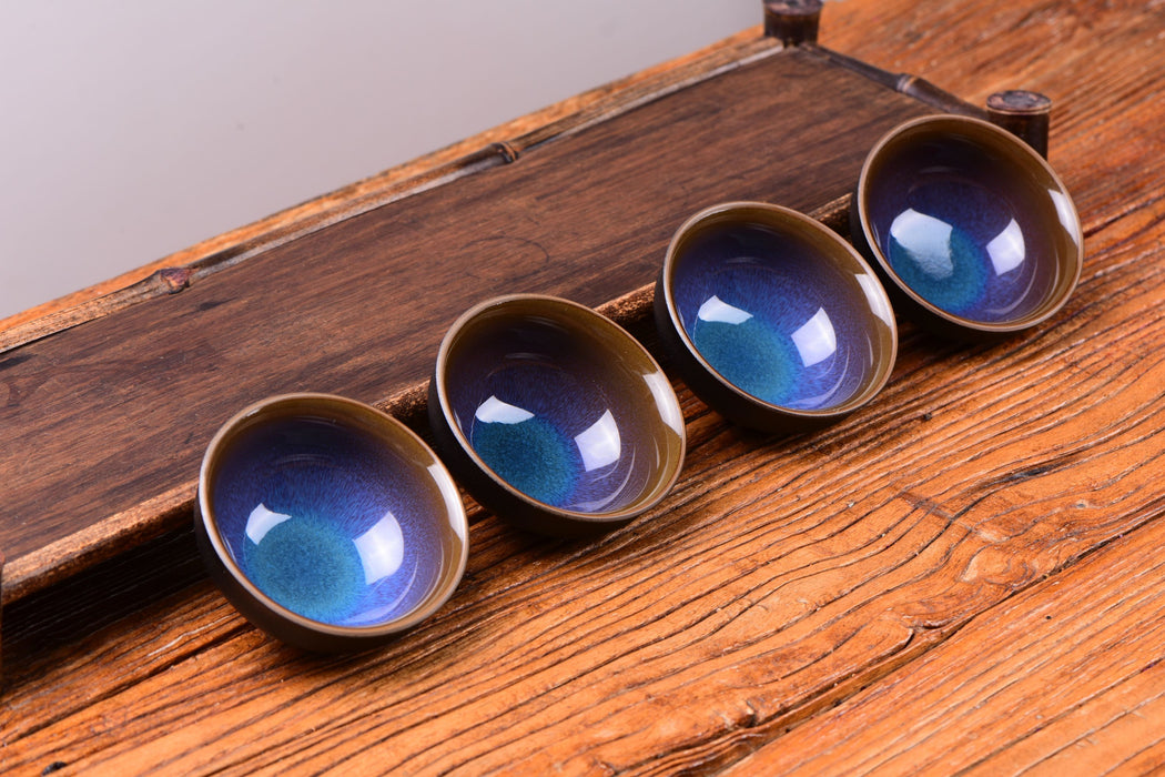 Blue Dragon Eye Tian Mu Glazed Ceramic Cups