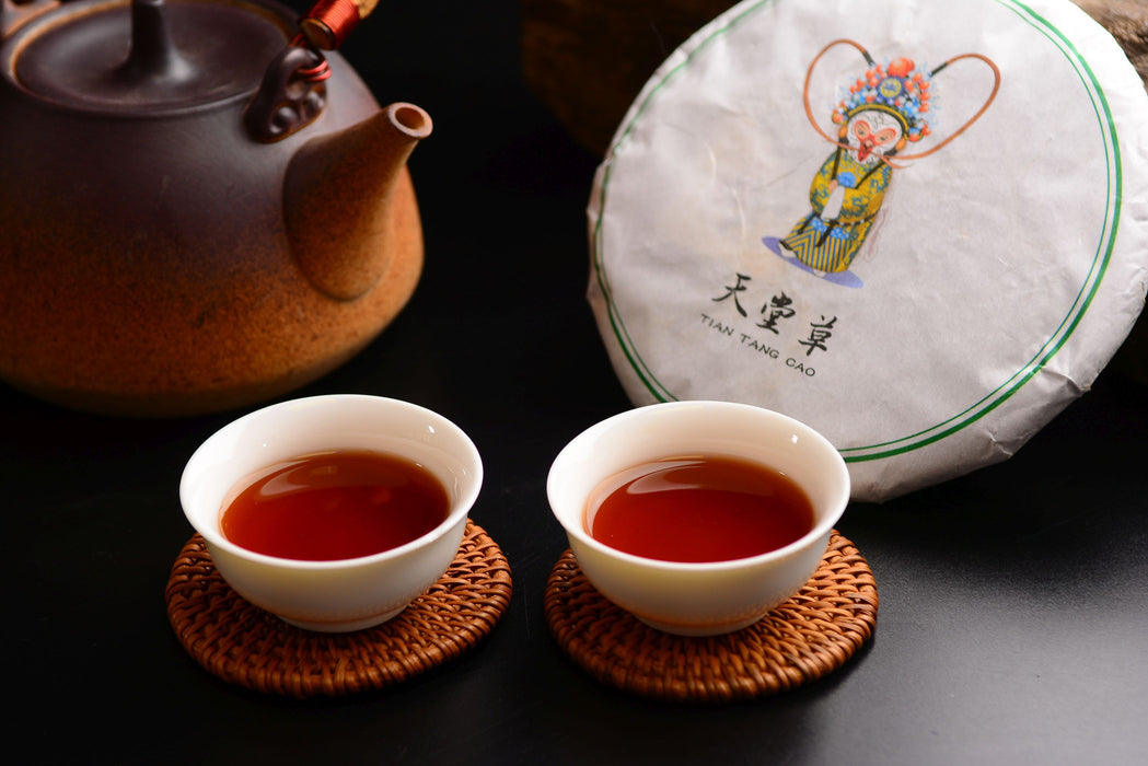 2020 Yunnan Sourcing "Tian Tang Cao" Ripe Pu-erh Tea and Jiaogulan
