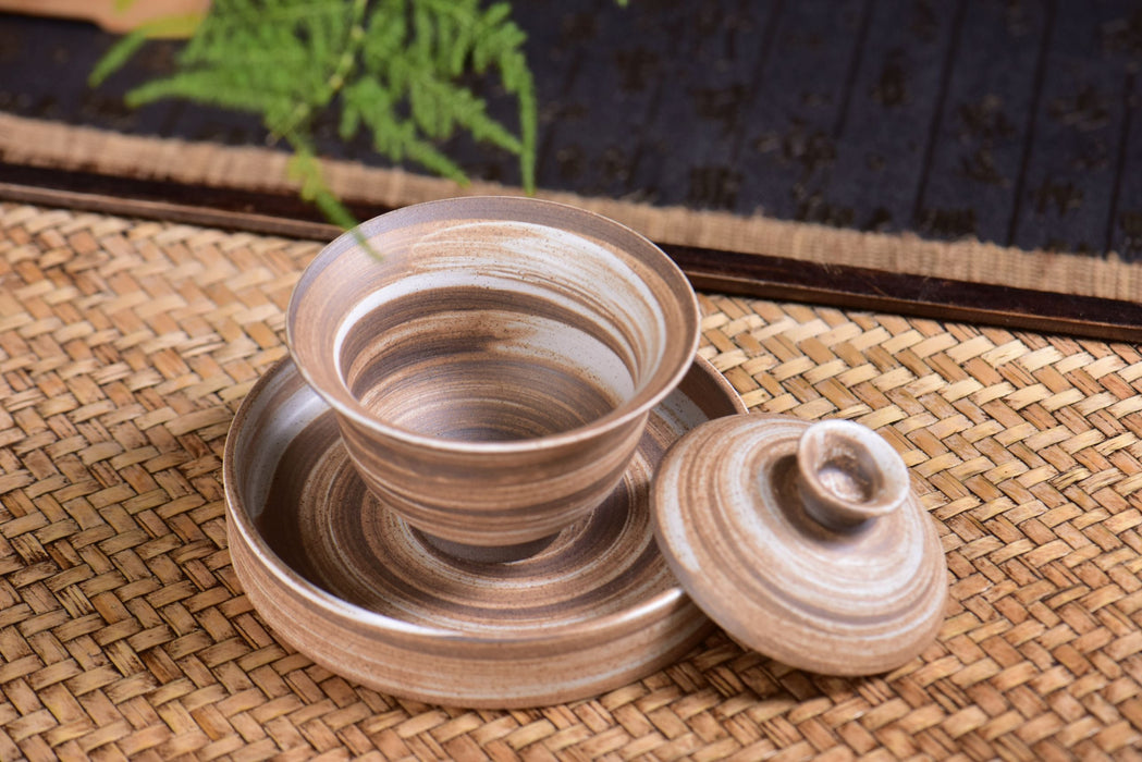 Nixing Swirled Coarse Clay Tea Set