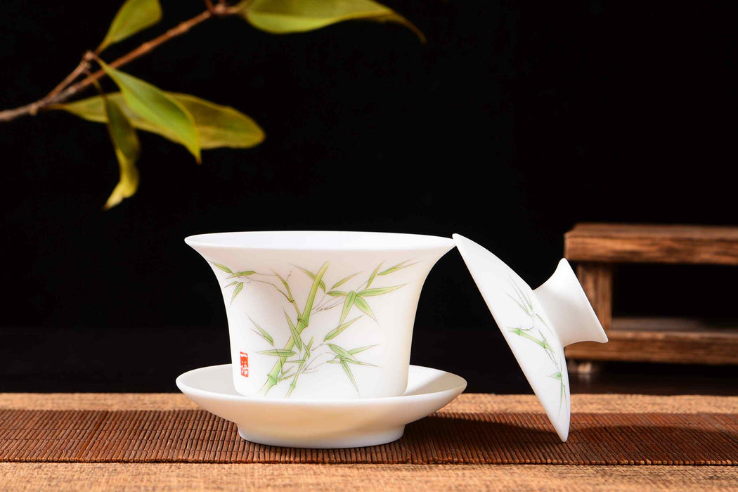 Bamboo Motif Jingdezhen Porcelain Gaiwan