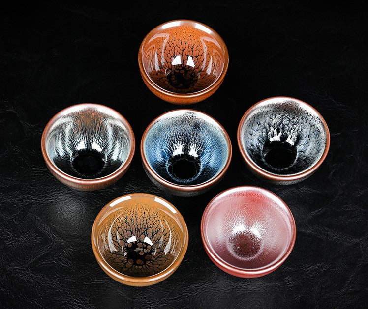 Jianzhan "Dragon Egg" Set of 6 Stoneware Cups